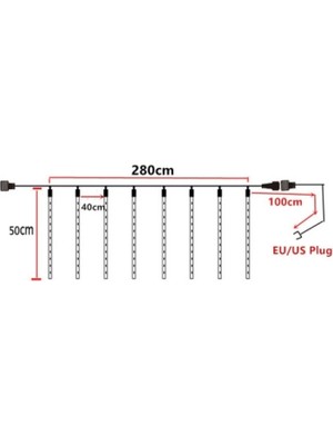 Pileli Store Meteor Kayan LED Tüpleri Sarı Işık 8 Tüp Bahçe LED Aydınlatma