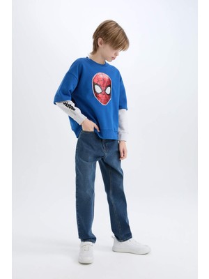 DeFacto Erkek Çocuk Marvel Spiderman Oversize Geniş Kalıp Bisiklet Yaka Sweatshirt D6813A824WN