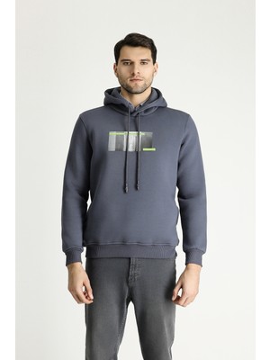 Kapüşonlu İçi Polarlı Baskılı Pamuklu Sweatshirt