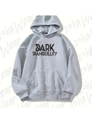 Zoka Wear Gri Dark Tranquillity Tasarım Baskılı Kapşonlu Sweatshirt