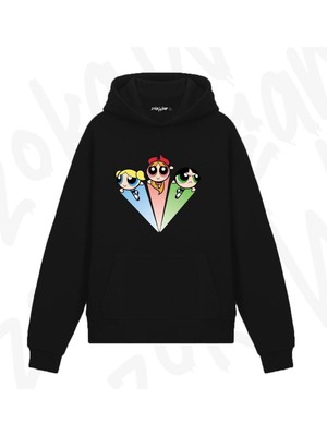 Zoka Wear Powerpuff Girls2 Tasarım Baskılı Kapşonlu Sweatshirt