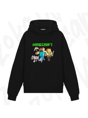 Zoka Wear Miners Minecraft Tasarım Baskılı Kapşonlu Sweatshirt