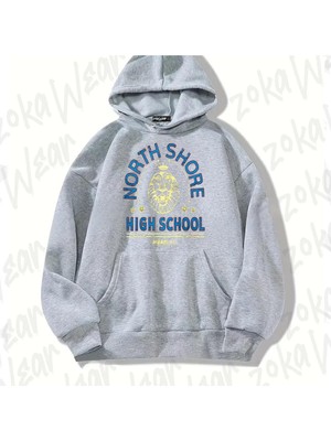 Zoka Wear Gri Mean Girls North Shore High School Tasarım Baskılı Kapşonlu Sweatshirt