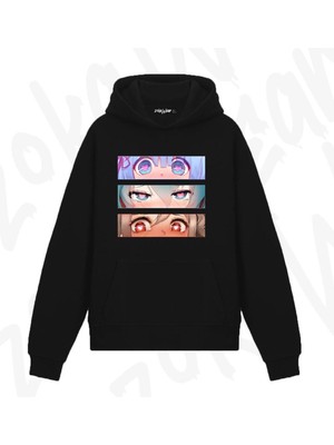 Zoka Wear Lewd Eyes Bundle Tasarım Baskılı Kapşonlu Sweatshirt