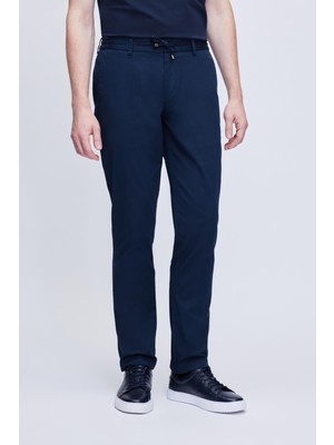 Lacivert Dinamik Fit Desenli Pamuklu Yandan Cepli Jogger Pantolon