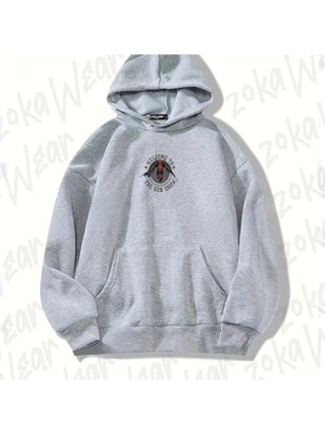 Zoka Wear Gri Dead Pool Gun Show Tasarım Baskılı Kapşonlu Sweatshirt