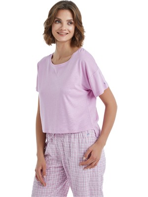 Blackspade Kadın Crop T-Shirt 60409 - Pembe