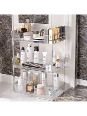 3 Katlı Makyaj Organizer Kozmetik Düzenleyici Çok Amaçlı Takı Organizeri