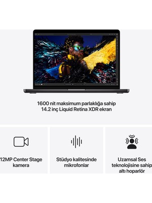 Apple MacBook Pro M4 16GB 1TB SSD macOS 14" Taşınabilir Bilgisayar Uzay Siyahı MW2V3TU/A