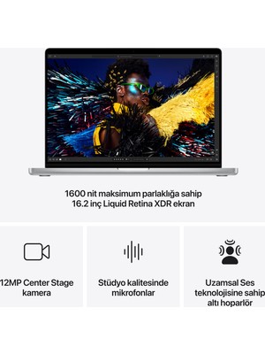 Apple MacBook Pro M4 Pro 24GB 512GB SSD macOS 16" Taşınabilir Bilgisayar Gümüş MX2T3TU/A