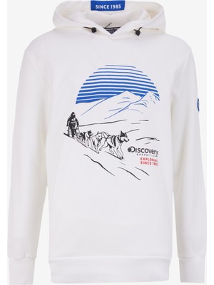 Discovery Expedition Kırık Beyaz Erkek Kapüşon Yaka Lastikli Bel Jogger Sweatshirt D4WM-SWT3255