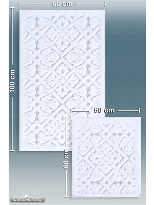 Cotton Crafty Pamuk Dokuma Banyo Paspas Seti, Banyo Halısı Lara 2 Li Set 60 x 100 - 60 x 50