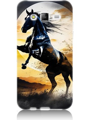 Teknomeg Samsung Galaxy J7 Uyumlu Şaha Kalkmış At  Desenli Silikon Kılıf