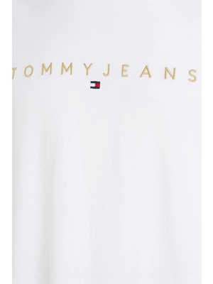 Tommy Hilfiger Reg Erkek Gold Yazalı  Beyaz T-Shirt