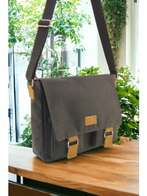 Unisex Kanvas Su Geçirmez Postacı Iş Okul Evrak Laptop Notebook Çantası