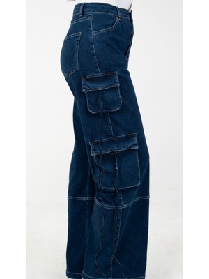 Zxello Duende Kargo Cepli Denim Pantolon