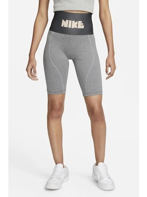 Nike Sportswear Circa High Rise Bike Leggings Shorts Yüksek Belli Biker Tayt Şort Gri