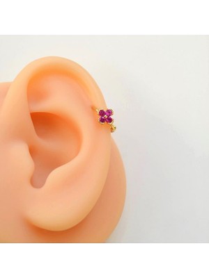 Heppii Fuşya Renk Çiçek Halka Piercing Helix Kıkırdak Forward Helix Piercing