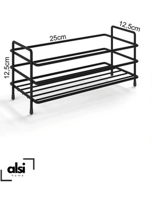 Alsi Home Banyo Mutfak Organizer Modern Siyah Metal Baharatlık Standı -Tezgah Üstü Metal Banyo Düzenleyici