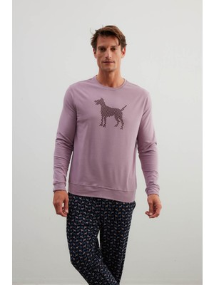 Erkek Pamuklu Uzun Kollu Pijama Üstü