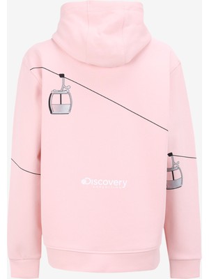 Açık Pembe Kadın Kapüşon Yaka Relaxed Fit Baskılı Sweatshirt D4WL-SWT3001