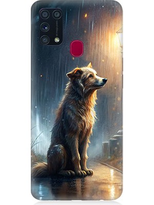 Teknomeg Samsung Galaxy M31 Uyumlu Yağmurlu Sokak Desenli Silikon Kılıf