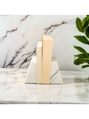 Doğal Mermer Leylak Kitap Tutucu - 12X9 cm (Çift Olarak)