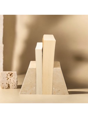 Doğal Mermer Bej Kitap Tutucu - 12x9 cm (çift olarak)