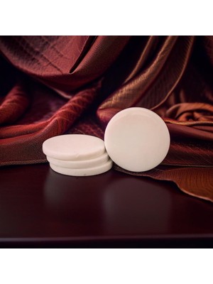 Doğal Mermer Bayaz Yuvarlak Bardak Altlığı 4'lü Set - 10X10 cm