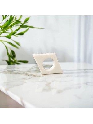 Doğal Mermer Lüks Bayaz Peçetelik 2'li Set - 10x10 cm
