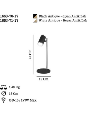 Lume Beyaz-Antık Lak Masa Lambası 1XGU10