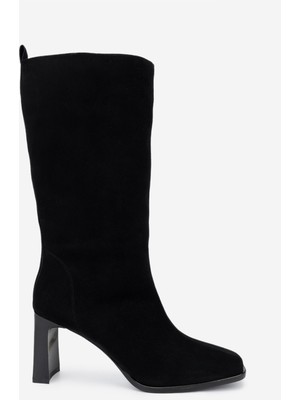 Valmenti Kadın Siyah Süet Topuklu Çizme 1055 2873 Bn Czm SK24-25 Sıyah Suet
