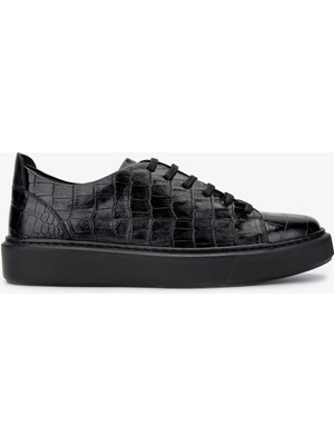 Valmenti Erkek  Deri Siyah Kroko Sneakers 537 3467 Erk Ayk SK24-25 Sıyah Kroko