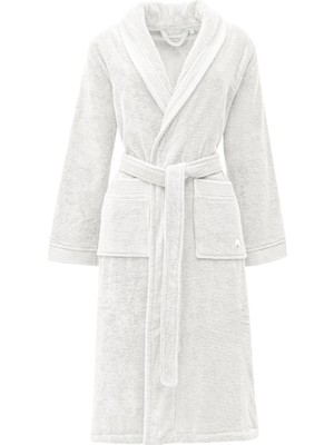 Ecocotton Pure Cotton Kadın Bornoz  Organik Pamuk Nakışlı Krem