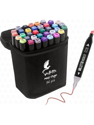 Valletta Moringa 36'lı Karışık Renk Çift Taraflı Keçeli Kalem Seti – İnce ve Kalın Uçlu, Renk Kodlu Kapaklı, Sanat ve Hobi İçin