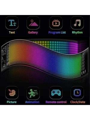 Newdaki LED Matrix Panel Dijital Kayar Rgb Ekran Kumandalı Mobil Uygulamalı Araç Ofis Iş 37CM X11 cm