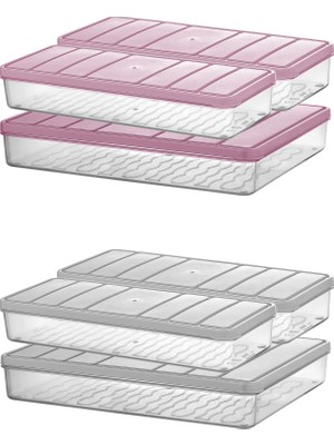 Selka Home 3'lü Set ( 1 Adet 2,25 2 Adet 1 Lt. ) Nora Organizer Buzdolabı Buzluk Düzenleyici Saklama Kabı