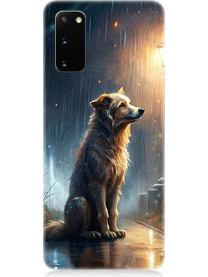 Teknomeg Samsung Galaxy S20 Plus Uyumlu Yağmurlu Sokak  Desenli Silikon Kılıf