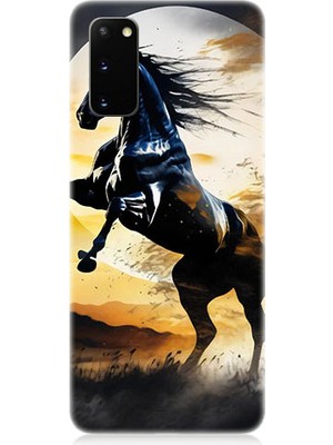 Teknomeg Samsung Galaxy S20 Plus Uyumlu Şaha Kalkmış At  Desenli Silikon Kılıf