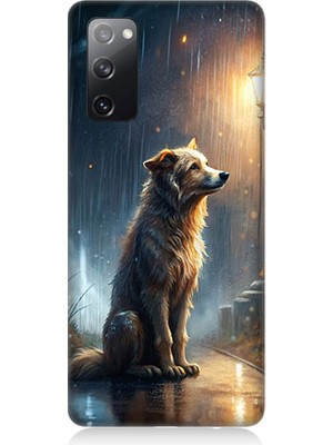 Teknomeg Samsung Galaxy S20 Fe Uyumlu Yağmurlu Sokak  Desenli Silikon Kılıf