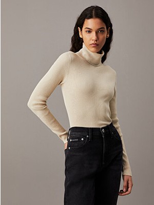 Calvin Klein Woven Label Roll Neck Sweater