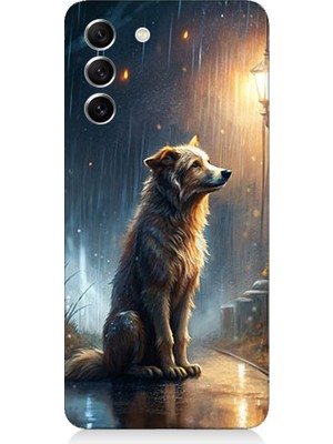 Teknomeg Samsung Galaxy S21 Fe Uyumlu Yağmurlu Sokak  Desenli Silikon Kılıf