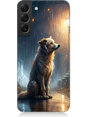 Teknomeg Samsung Galaxy S22 Plus Uyumlu Yağmurlu Sokak  Desenli Silikon Kılıf
