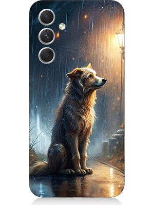 Teknomeg Samsung Galaxy S24 Uyumlu Yağmurlu Sokak  Desenli Silikon Kılıf