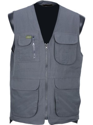 Erkek Kumaş Yelek Yazlık V Yaka Gri Renk