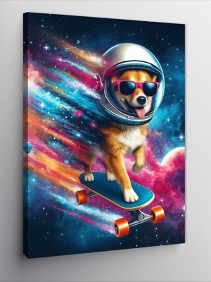 Tablomega Kanvas Tablo Uzayda Köpek Astronot
