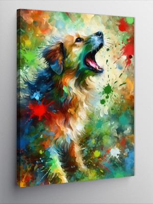 Tablomega Kanvas Tablo Renk Patlamalı Köpek Portresi