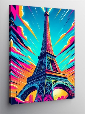 Tablomega Kanvas Tablo Renkli Eyfel Kulesi
