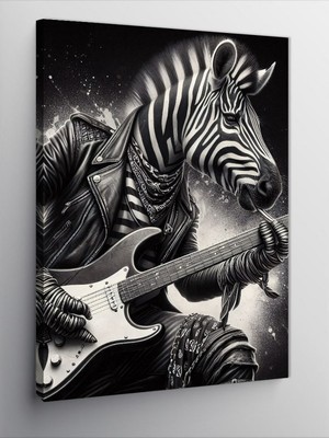 Tablomega Kanvas Tablo Gitar Çalan Zebra