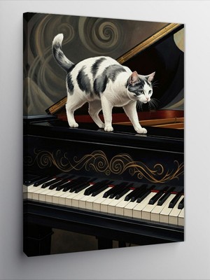 Tablomega Kanvas Tablo Piyanodaki Kedi